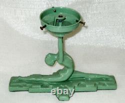Frankart style NuArt art deco lamp base Nymph doing a split in green USA made