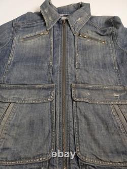 GUESS Premium Limited Edition Hand Made Denim Jacket XL USA Distressed Eagle