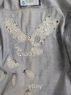 GUESS Premium Limited Edition Hand Made Denim Jacket XL USA Distressed Eagle
