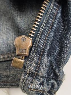 GUESS Premium Limited Edition Hand Made Denim Jacket XL USA Distressed Eagle