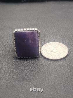 Gem Quality Charoite And Silver Men's Ring Size 11.5 Hand Made In USA