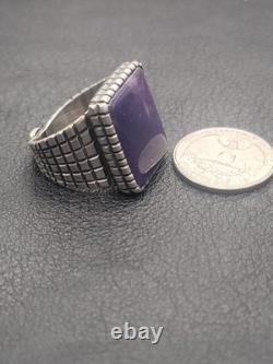 Gem Quality Charoite And Silver Men's Ring Size 11.5 Hand Made In USA