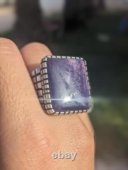 Gem Quality Charoite And Silver Men's Ring Size 11.5 Hand Made In USA