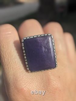 Gem Quality Charoite And Silver Men's Ring Size 11.5 Hand Made In USA