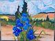 Gene Brown, Irises With A View, Original Textured Acrylic Painting 24x18