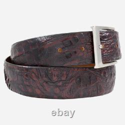 Genuine Caiman Hornback Black Cherry Crocodile Leather Belt (Made in U. S. A)