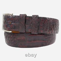Genuine Caiman Hornback Black Cherry Crocodile Leather Belt (Made in U. S. A)