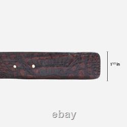 Genuine Caiman Hornback Black Cherry Crocodile Leather Belt (Made in U. S. A)