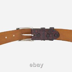Genuine Caiman Hornback Black Cherry Crocodile Leather Belt (Made in U. S. A)