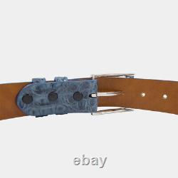 Genuine Caiman Hornback Blue Jean Crocodile Leather Belt (Made in U. S. A)