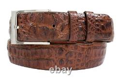 Genuine Caiman Hornback Cigar Brown Crocodile Leather Belt (Made in U. S. A)