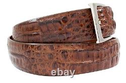 Genuine Caiman Hornback Cigar Brown Crocodile Leather Belt (Made in U. S. A)