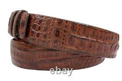 Genuine Caiman Hornback Cigar Brown Crocodile Leather Belt (Made in U. S. A)