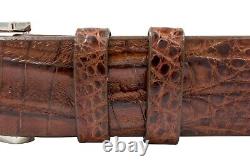 Genuine Caiman Hornback Cigar Brown Crocodile Leather Belt (Made in U. S. A)