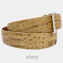 Genuine Caiman Hornback Tan Crocodile Leather Belt (Made in U. S. A)