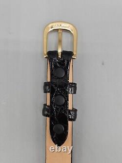 Genuine Crocodile Black Leather Mens Belt Handcrafted USA Size 36 Saddlebags