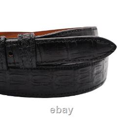 Genuine Handmade Black Alligator Leather Tapered Belt (Made in U. S. A)