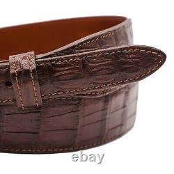 Genuine Handmade Brown Alligator Leather Tapered Belt (Made in U. S. A)