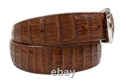 Genuine Handmade Cognac Alligator Leather Belt (Made in U. S. A)