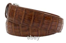 Genuine Handmade Cognac Alligator Leather Belt (Made in U. S. A)