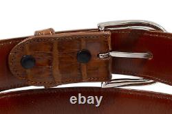 Genuine Handmade Cognac Alligator Leather Belt (Made in U. S. A)