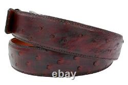 Genuine Handmade Full-Quill Black Cherry Ostrich Leather Belt (Made in U. S. A)