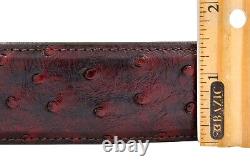 Genuine Handmade Full-Quill Black Cherry Ostrich Leather Belt (Made in U. S. A)