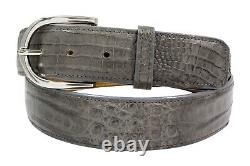 Genuine Handmade Gray Alligator Leather Belt (Made in U. S. A)