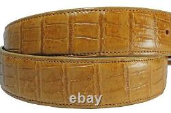 Genuine Handmade Saddle Tan Alligator Leather Belt (Made in U. S. A)