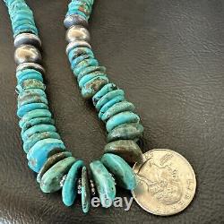 Graduated Blue Turquoise Navajo Pearls Sterling Silver Necklace 18 18319