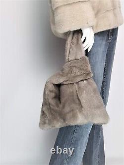 Gray Real fur bag made from real mink fur and completely handmade