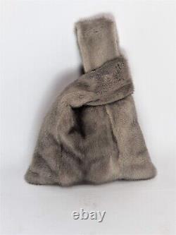 Gray Real fur bag made from real mink fur and completely handmade