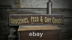 Groceries, Feed & Dry Goods Rustic Hand Made Vintage Wooden Sign