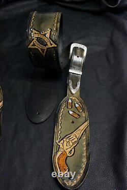 Guitar strap leather tooled all hand made in USA 3.5 Outlaw series Wanted 5