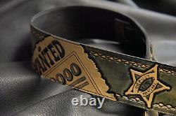 Guitar strap leather tooled all hand made in USA 3 Outlaw series Wanted new