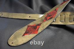 Guitar strap leather tooled all hand made in USA 3 tuscon inlay SB red