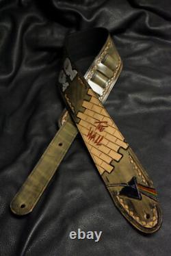 Guitar strap leather tooled all hand made in USA Pink Floyd 3 new