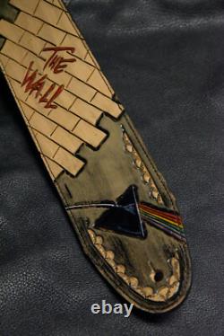 Guitar strap leather tooled all hand made in USA Pink Floyd 3 new
