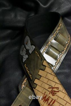 Guitar strap leather tooled all hand made in USA Pink Floyd 3 new
