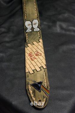 Guitar strap leather tooled all hand made in USA Pink Floyd 3 new