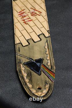 Guitar strap leather tooled all hand made in USA Pink Floyd 3 new