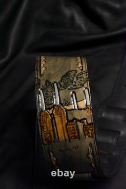 Guitar strap leather tooled all hand made in USA Pink Floyd 3 new