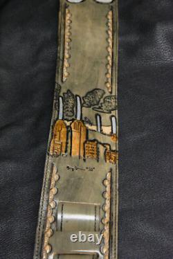 Guitar strap leather tooled all hand made in USA Pink Floyd 3 new