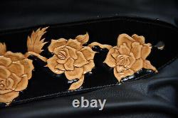 Guitar strap leather tooled all hand made in USA Roses 3 new
