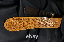 Guitar strap leather tooled all hand made in USA Sheridan oak leaf 4 new