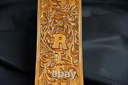Guitar strap leather tooled all hand made in USA Sheridan oak leaf 4 new