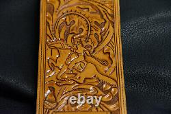 Guitar strap leather tooled all hand made in USA Sheridan oak leaf 4 new