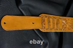 Guitar strap leather tooled all hand made in USA Sheridan oak leaf 4 new