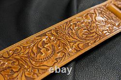 Guitar strap leather tooled all hand made in USA Sheridan oak leaf 4 new