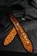 Guitar Strap Leather Tooled Hand Made In Usa 3.5 Floral Riffs 2 Pc Buckle B/o/w